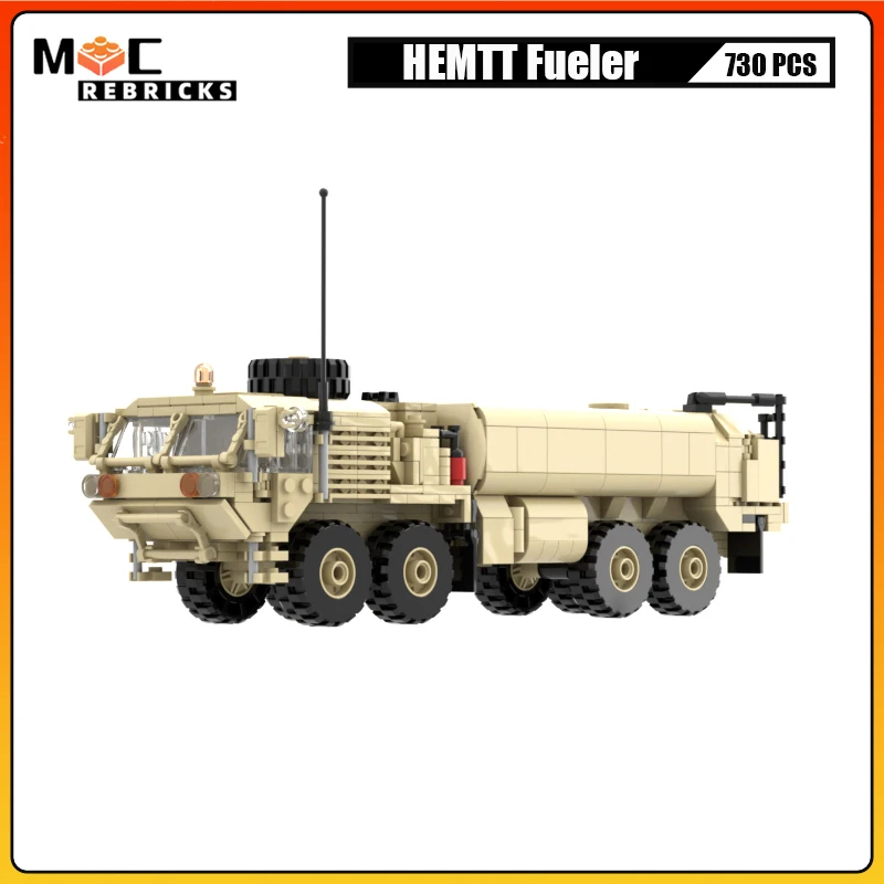 WW2 Military HEMTT A4 Fuel Servicing Truck Tanker Building Block Assembly Model Heavy Tactical Vehicle Bricks Toys Kid XMAS Gift