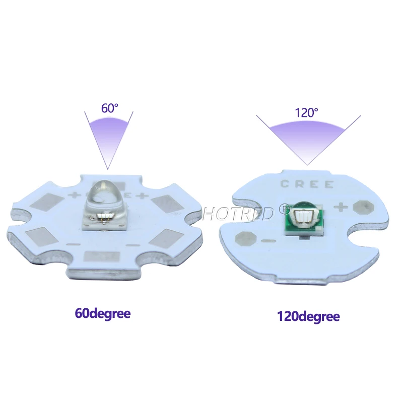 Perles lumineuses à puce haute puissance, ultra verre, diode violette, UV LED, 1W, 3W XPE 3535, 365nm, suspecnm, 385nm, 395nm, 400nm, 410nm, 430nm,