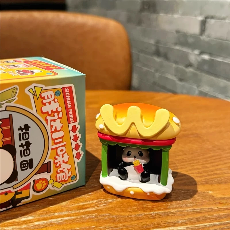 Bonito panda caixa cega estatuetas decorações de mesa de escritório criativo sichuan sabor restaurante surpresa presentes na moda brinquedos colecionáveis