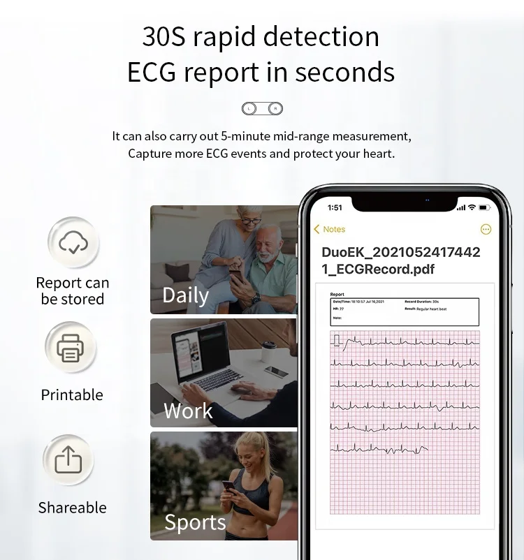 LEPU Cardiac Wireless 7 Day 24H Ecg Machine 24 Hour Heart Monitor Test Holter Ecg With Analysis