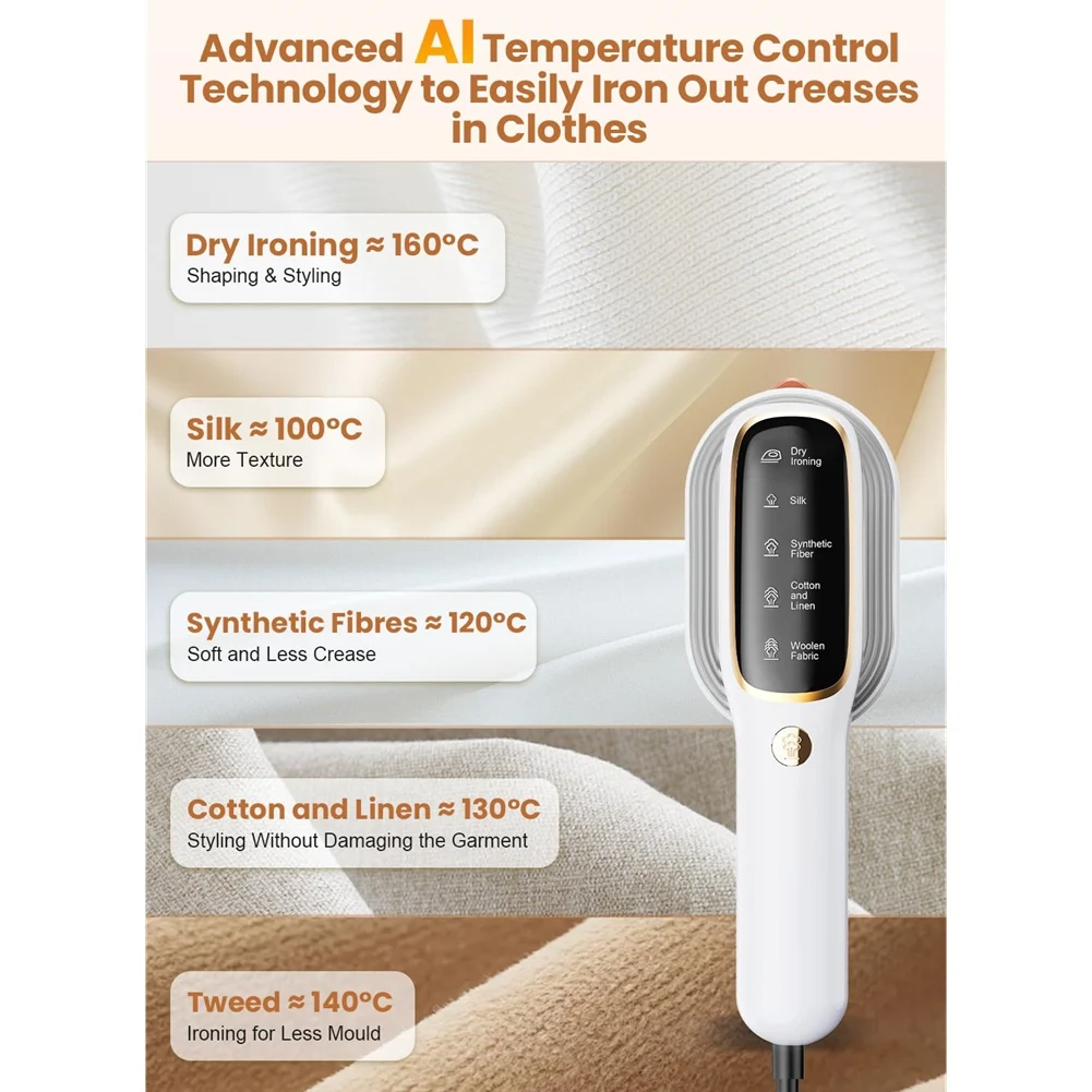 A83X-Steamer للملابس، 2In1 مكوّاة محمولة، تسخين سريع 15S، مزيل تجاعيد القماش، مكواة بخار خفيفة الوزن، قابس الاتحاد الأوروبي