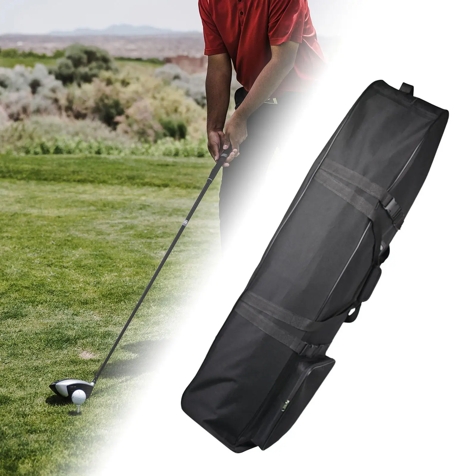 

Golf Travel Bag Folding with Card Pocket Carrying Handle Portable Lightweight Water Resistant Wear Resistant Zipper with Wheels