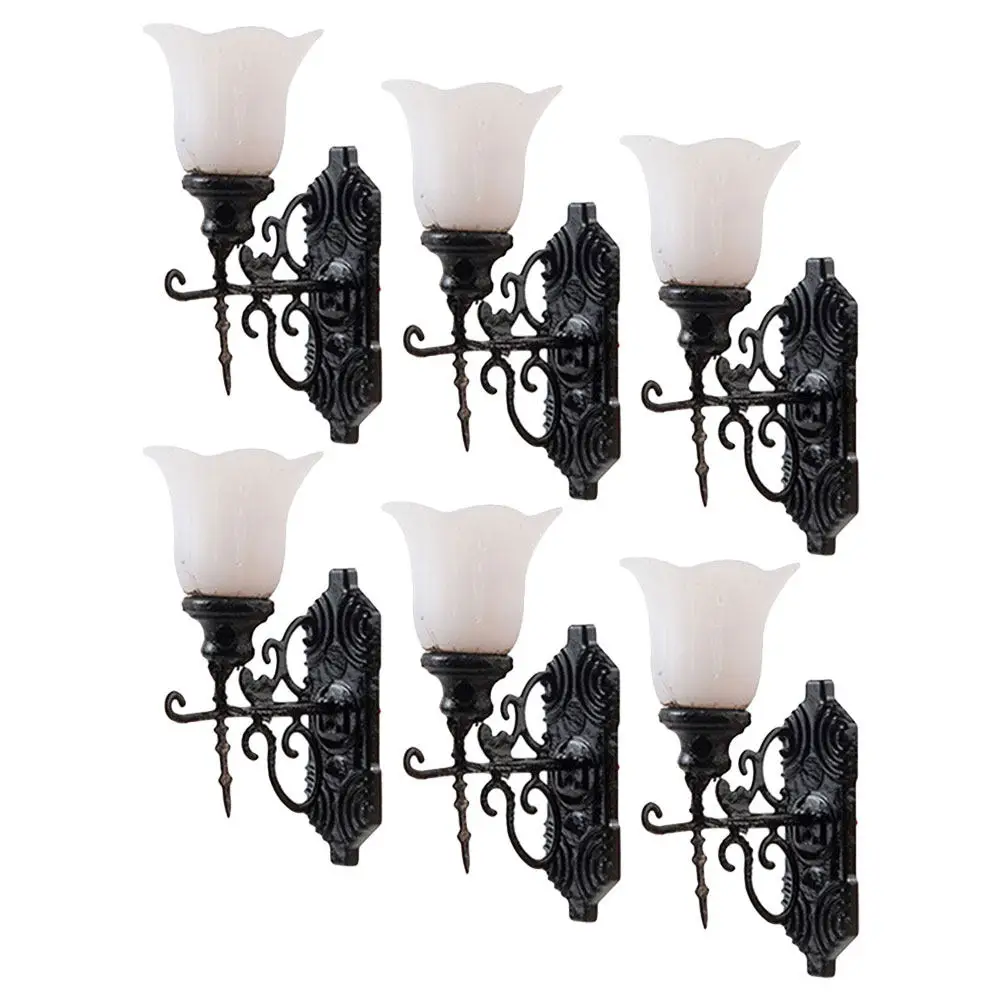 

6Pcs Wall Lamp Mini Style Elegant Decoration for Miniature Scene DIY Luminous Details Sand Table Accessories Indoor Layout