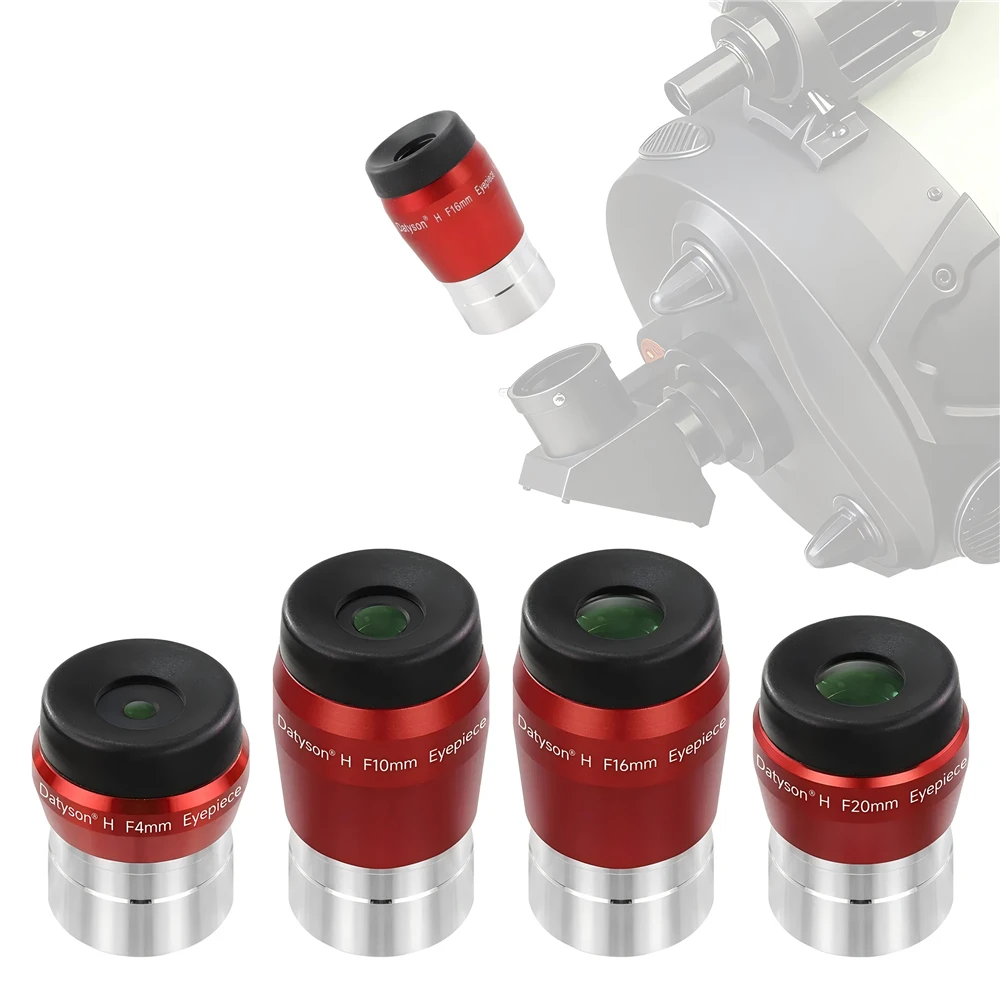 Kit de Oculares para Telescopio de 1.25'', Ocular con Película Verde FMC para Observación Planetaria y del Cielo Profundo, 4mm/10mm/16mm/20mm