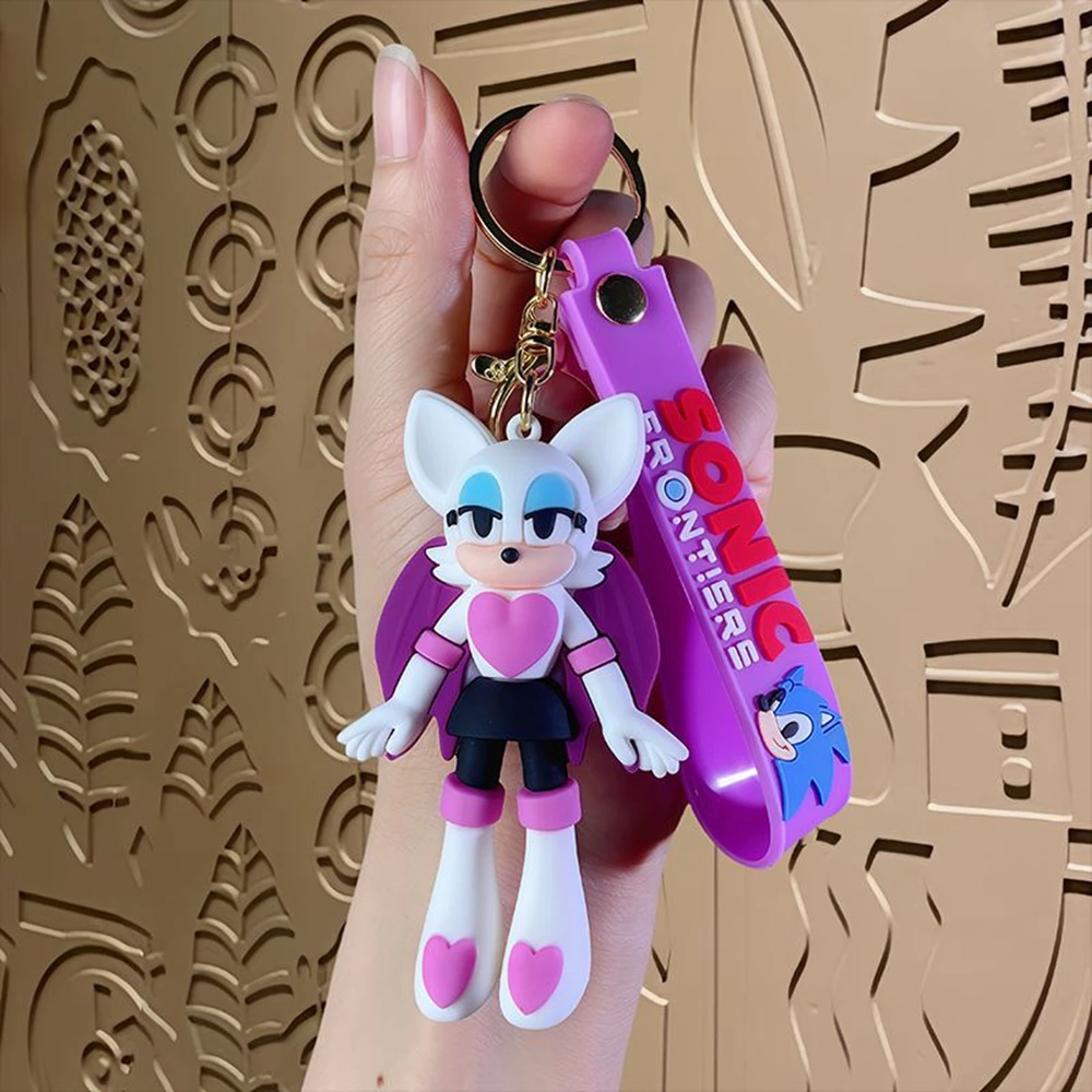 1 Peça de Figura de Ação Anime Sonic The Hedgehog, Chaveiro Fofo de Amy Rose Rouge, Modelo de PVC para Coleção, Brinquedo para Crianças