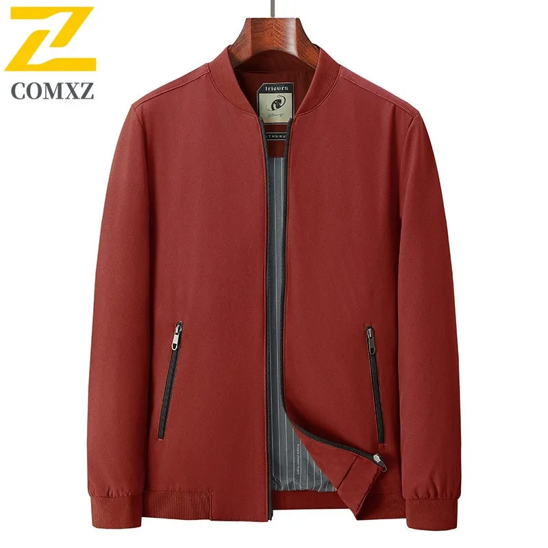 

COMXZ Outdoor Stand Collar Jacket Men Luxury Fashion Work Comfort Coat Solid Color Street Style Lightweight Autumn Coats