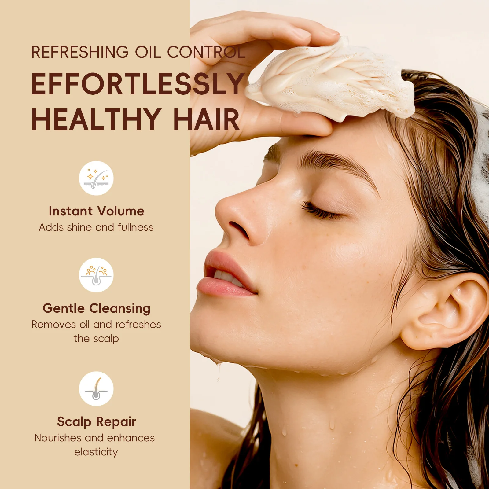 

LAIKOU Rice Water Shampoo Bar 80g Deep Cleaning Natural Solid Hair Soap for Oily Scalp Volumizing Oil Control Zero Waste Shampoo