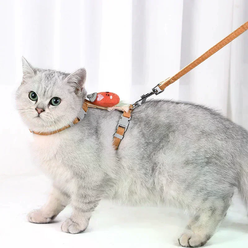 

Cat Harness And Leash Set Adjustable Escape Proof Soft Vest Kitten Harness Pet Traction Supplies With Collar Small Cat Outdoor