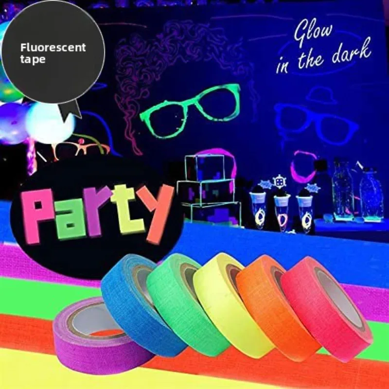 شريط فلورسنت للأشعة فوق البنفسجية، دعامة إضاءة للمسرح عالية الالتصاق، يتوهج تحت الضوء الأرجواني، شريط مضيء خالٍ من البقايا