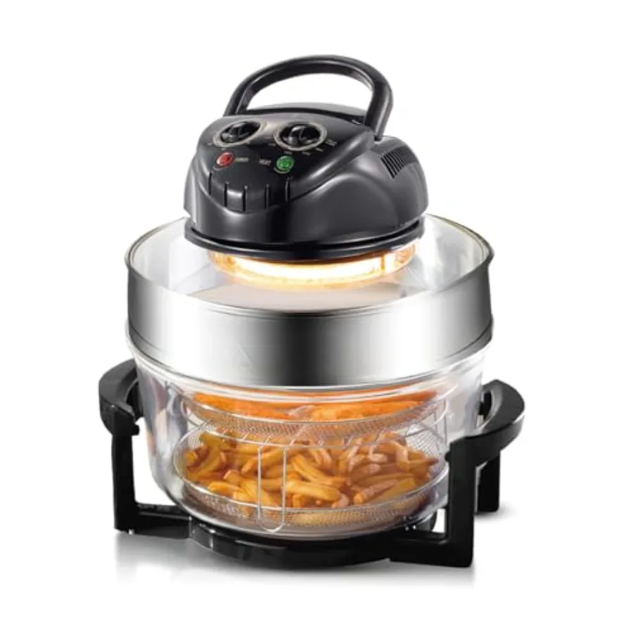 20L 8-in-1 Glass Air Fryer with 360 Circulating Heating High-Precision Glass Body White Healthy Kitchen Baking Toaster Broiler