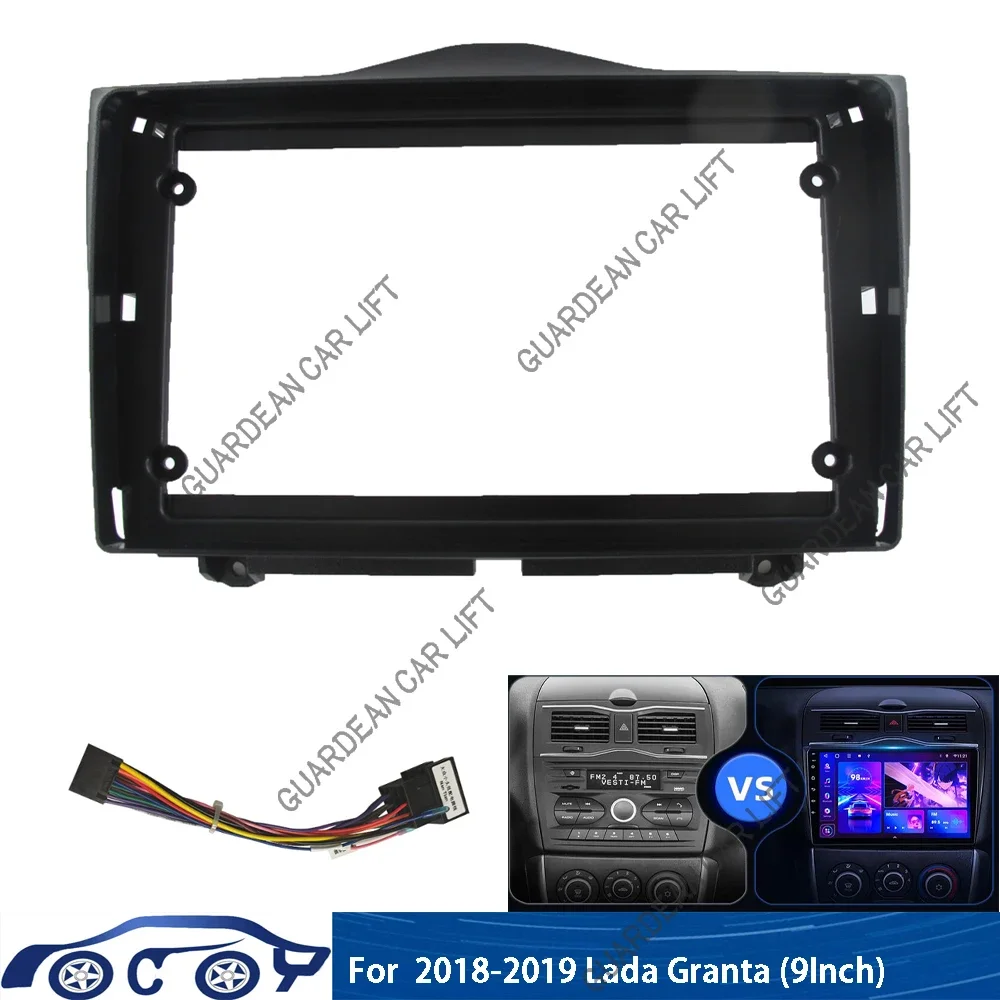 9Inch Car DVD Frame Audio Fitting Adaptor Dash Trim Kits Facia Panel 2 Din Android frame For 2018-2019 Lada Granta