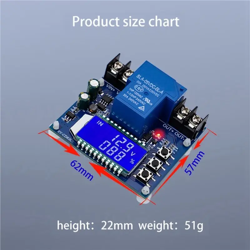 TKOH-2X XY-CD63L 30A Battery Charge Discharge Controller Low Voltage Cut Off Switch Undervoltage Overvoltage Protection