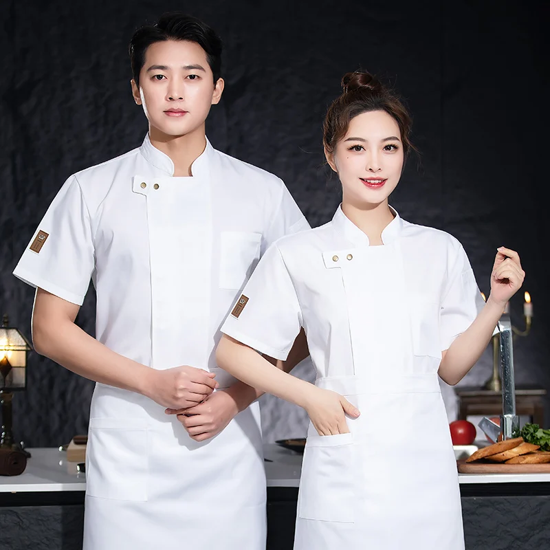 Professional Chef Uniforms Summer Kitchen Jacket Cook Costume Cooking Shirt Cafeteria Work Clothes Bakery Cafe Waiter Overalls