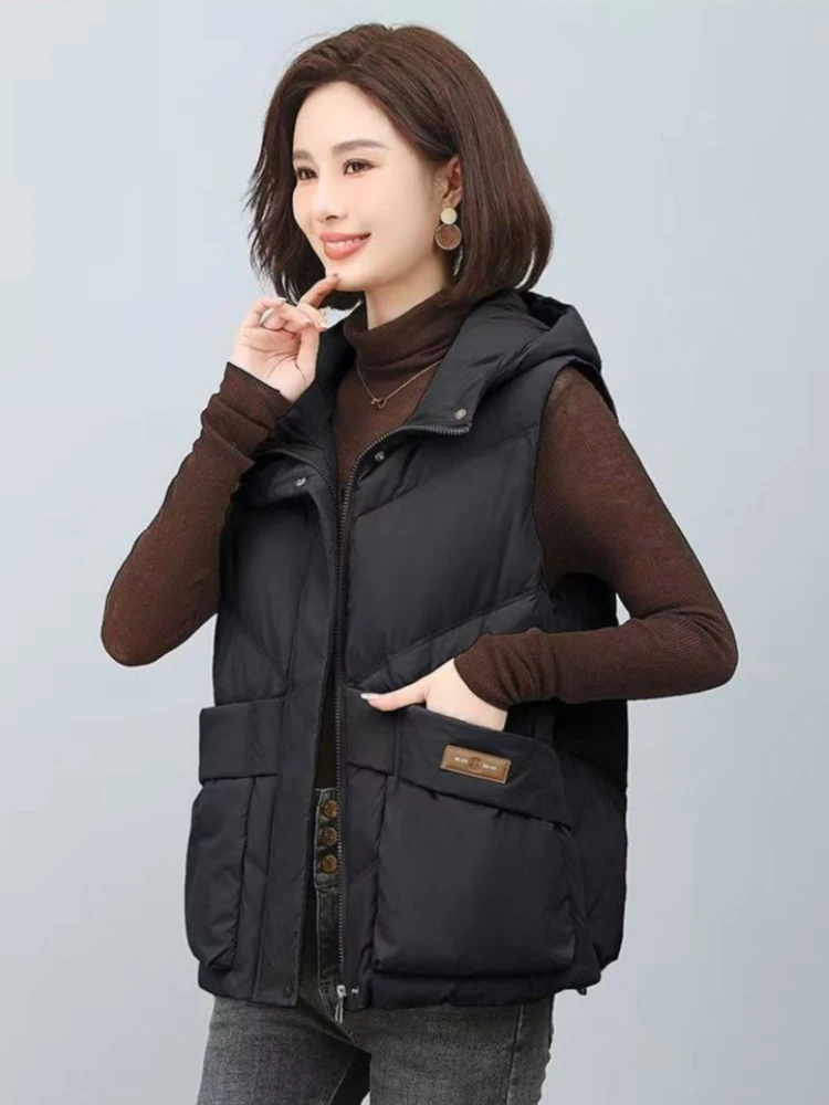 

Trendy Winter Cotton Vest 2025 Oversized Hooded Parka with Zipper Warmth Style for Women's Outdoor Adventures​