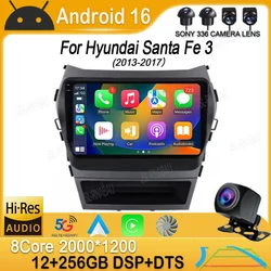 For Hyundai Santa Fe 3 2013-2017 Android 16 Auto Carplay 2Din Car Radio Multimedia Video Player Navigation GPS Stereo 360 Camera