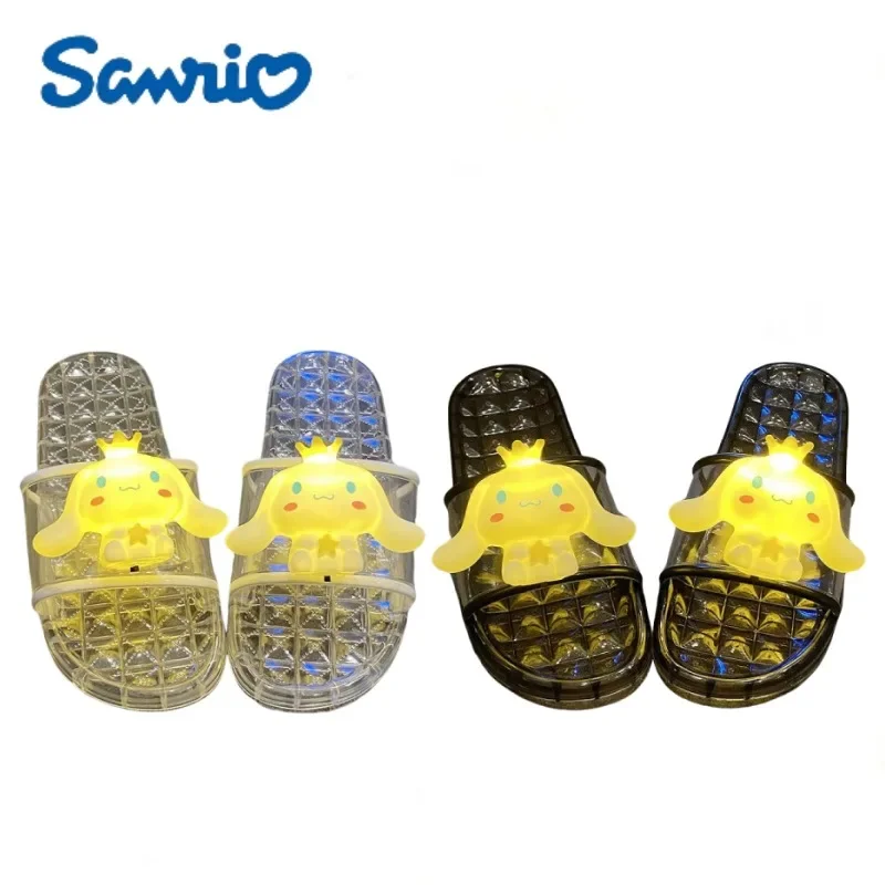 Sanrio Cinnamoroll Glowing Doll Slippers Sandals Cute Cartoon Non-slip Waterproof Platform Crystal Slippers Are Worn Outside