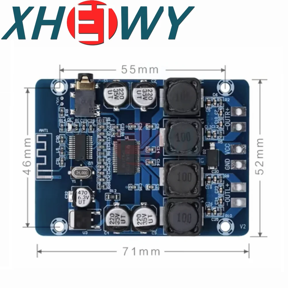 high quality XH-M314 TPA3118 2x45W 12V 24V Stereo audio Bluetooth Digital power Amplifier Board amplificador