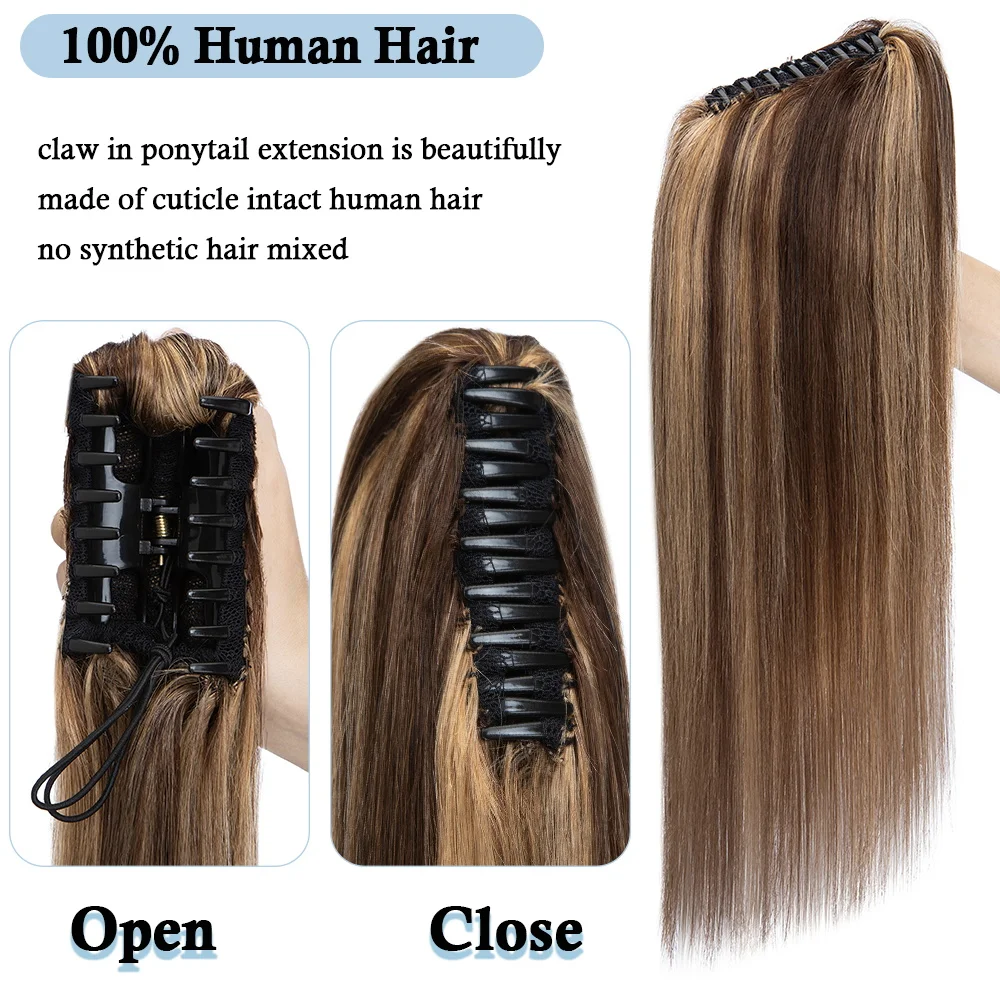 Rich Choices 120g Claw Clip In Ponytails 100% Human Hair Straight Ponytail Hair Extensions Jaw On Ponytail Hairpieces For Women