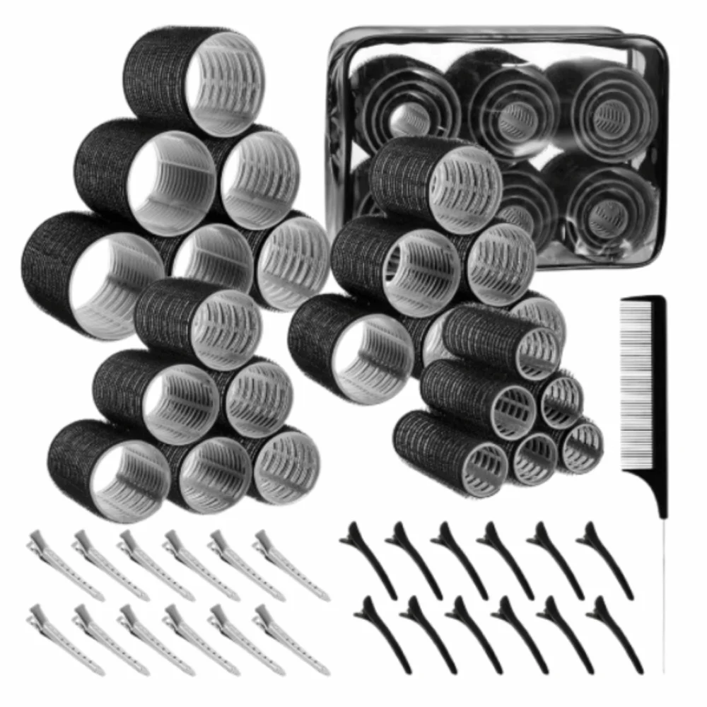 

Набор из 50 штук легких многоразовых бигуди-валиков для волос без нагрева, 4 размера, для самостоятельного завивки