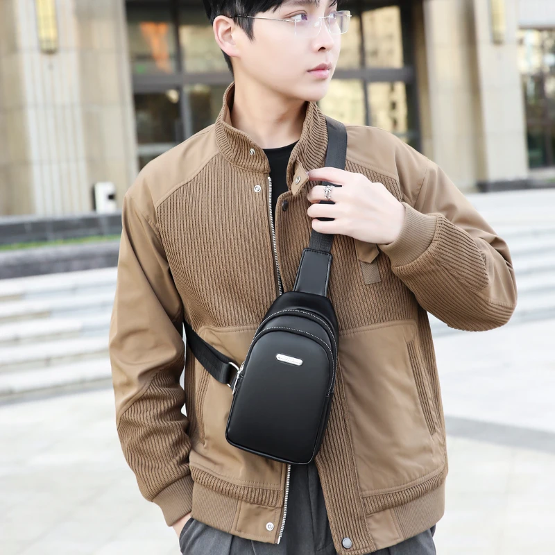 Casual Multifunction Men's Chest Bag Large Capacity Waterproof Shoulder Bag Portable Minimalist Business Commuting Bag for Men