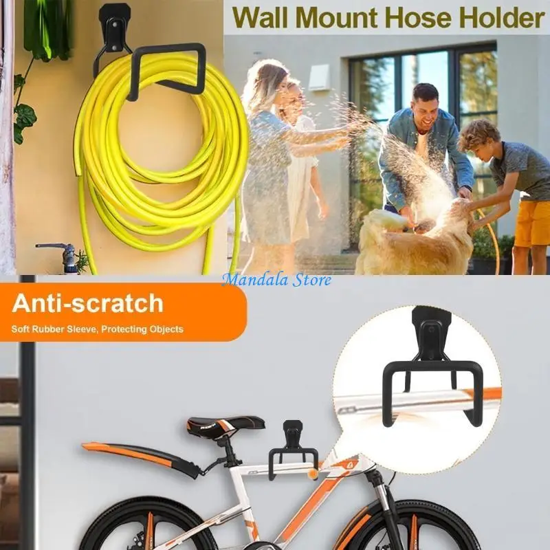 

U2JC 2pcs Iron Garden Hose Holder Wall Mounted Water Hose Hook Hanger For Outdoor Organization And Space Efficiency