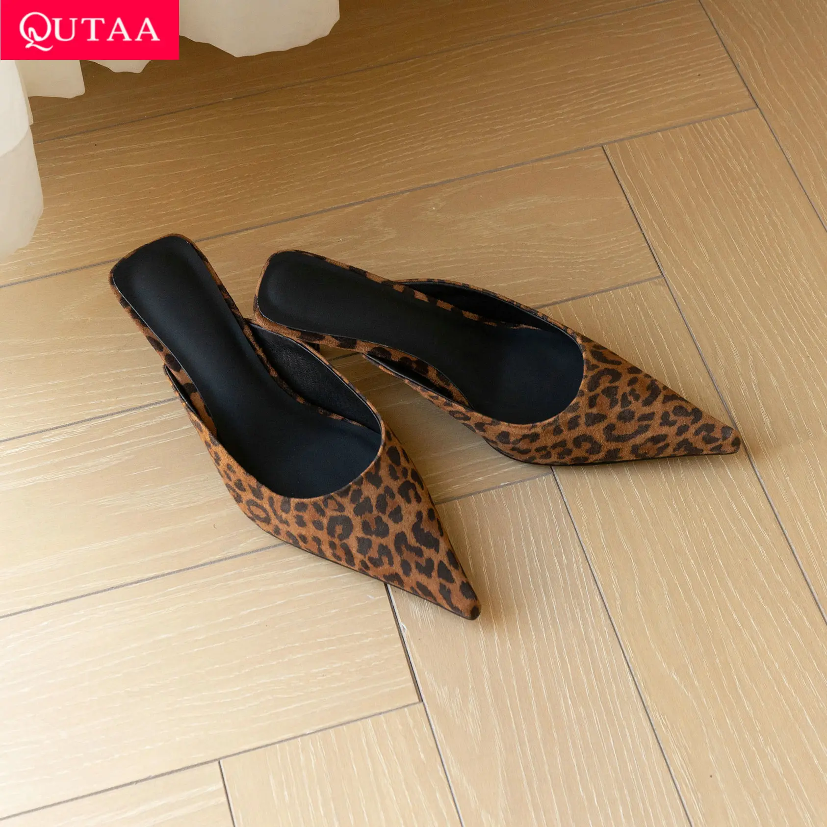 

QUTAA 2026 Fashion Mules Slingback Women Pumps Shoes Summer Sandals High Heels Kid Suede Shoes Pointed Toe Ladies Dress 34-40