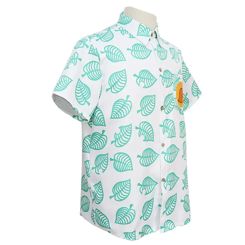 

25COSUnisex Animal Nook Tom Shirt Adult Leaf Printing Cosplay Costume Short Sleeve Button up Tops
