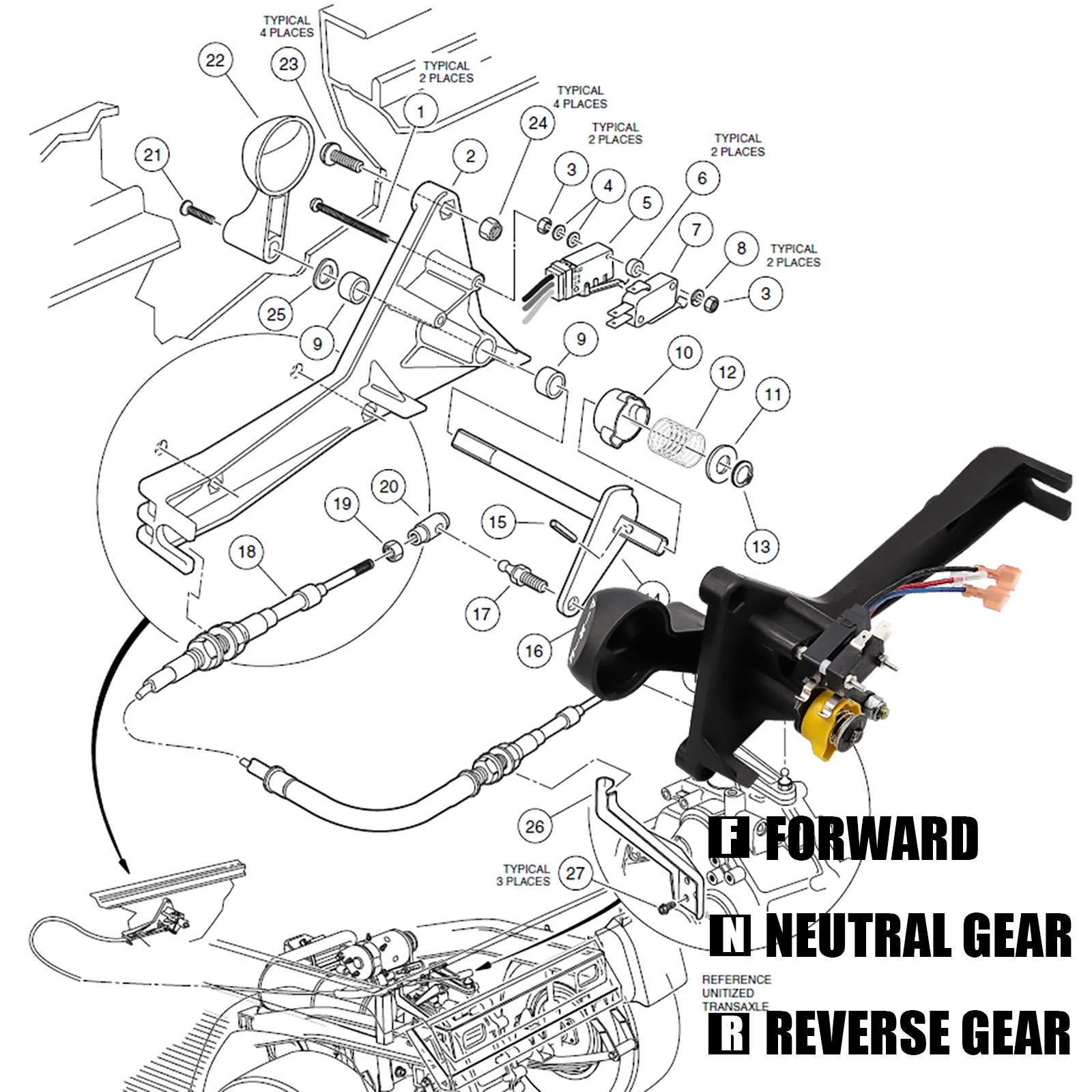 Набор для гольфа F & R Shifter Assemnly подходит для клубных автомобилей DS 1992 -up #1016947