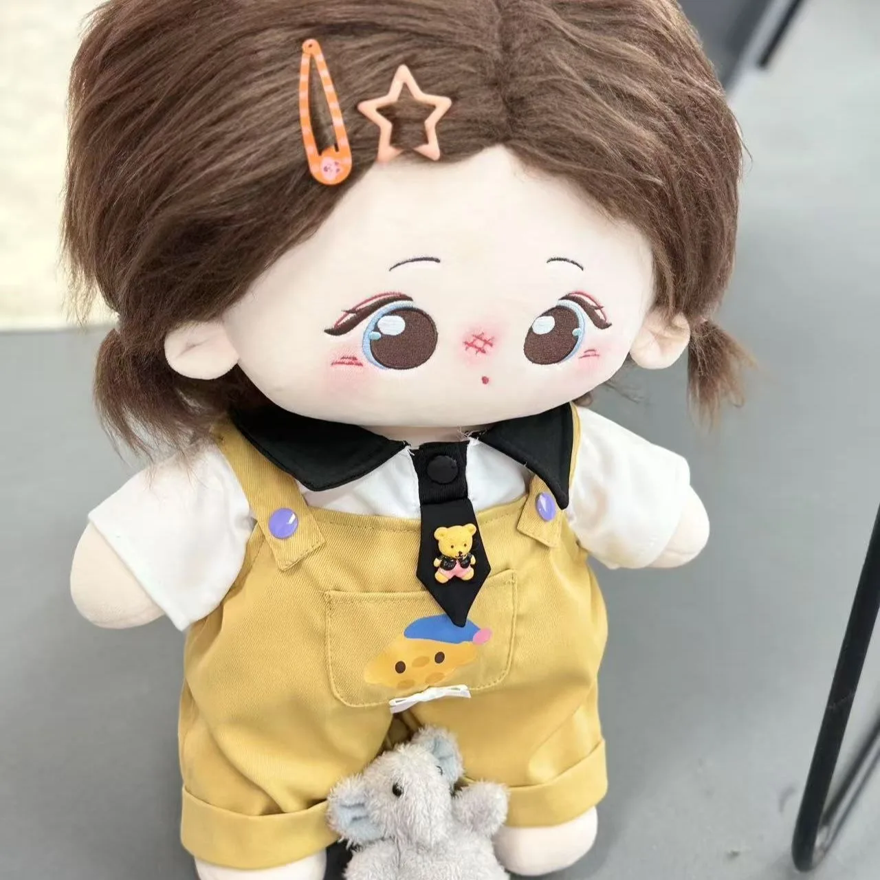 ตุ๊กตาผ้าฝ้ายขนาด 40 ซม. ชุดเดรสแบบยืนพร้อมเข็มขัดและกางเกง