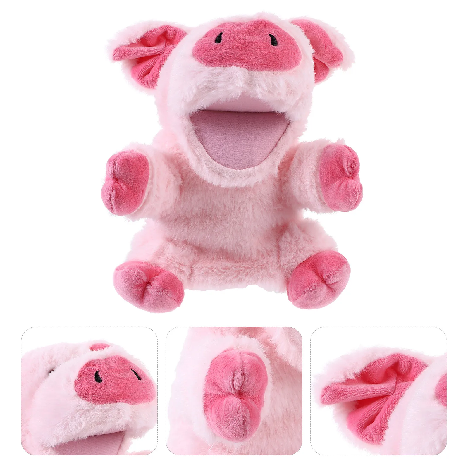 

Мягкая кукла-перчатка в виде мультяшного поросенка с подвижной мордочкой для рассказывания историй, семейного досуга, подарка на день рождения или праздник