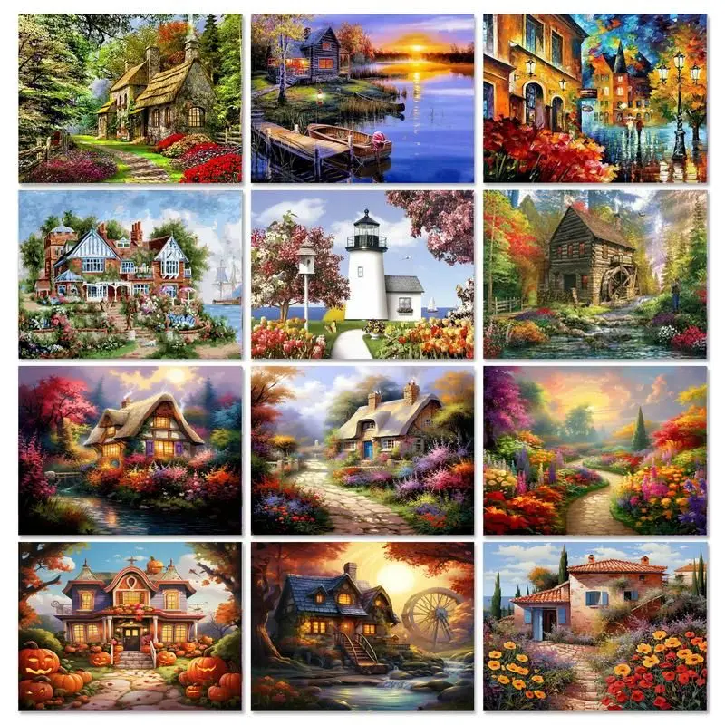 

GATYZTORY Town Landscape Paint By Numbers Crafts Kits For Adults Decoration Home Personalized Gift Ideas Numbers Painting Decor