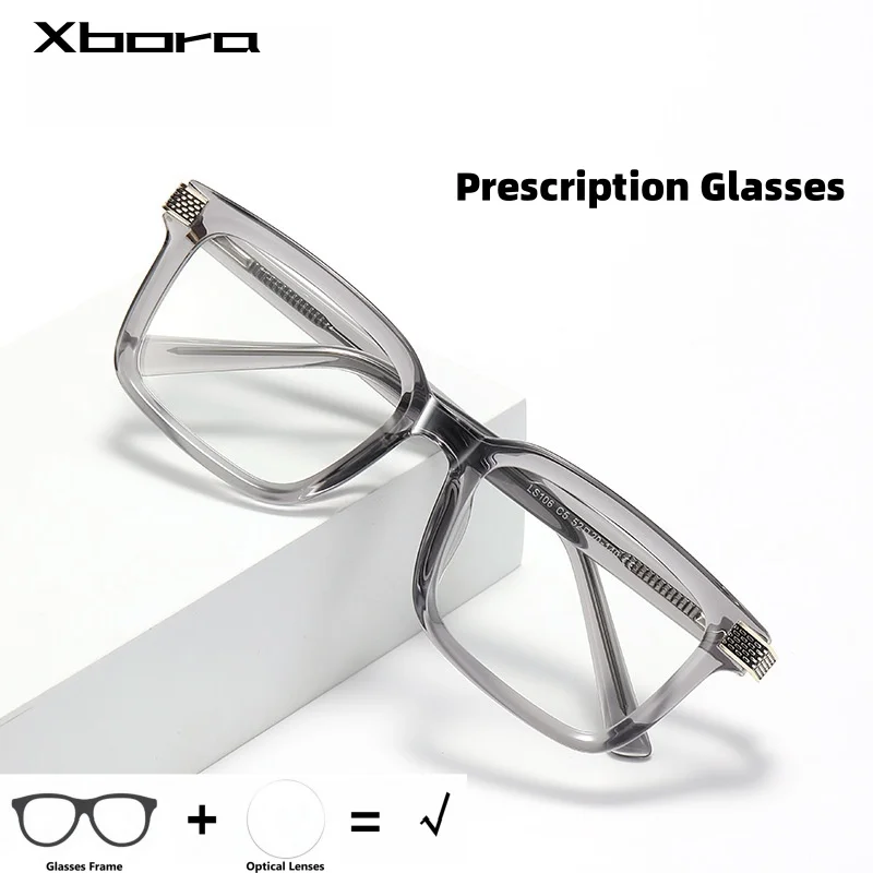 

Xbora Progressive Prescription Glasses Anti Blue Myopia Optical Lens Eyewear Men Square Eyeglasses Women TR90 Frame LS106