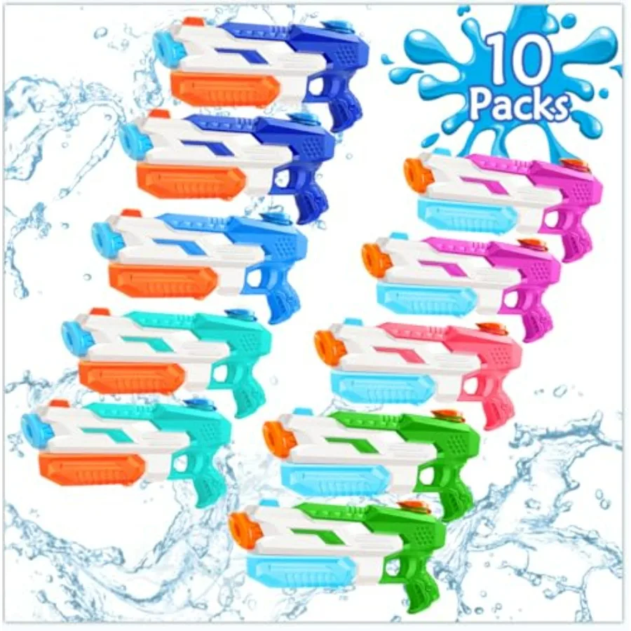 10 Pack Water Gun for Adults: 600cc Plastic Blue Squirt Blasters with Long Range, High Capacity, Durable ABS Material for Summe