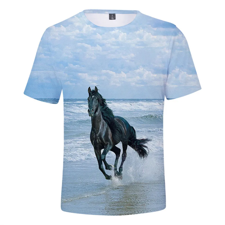T Shirt Running Horse 3D Printing T-shirt Boys Girls Harajuku Cartoon Tshirt men Clothes