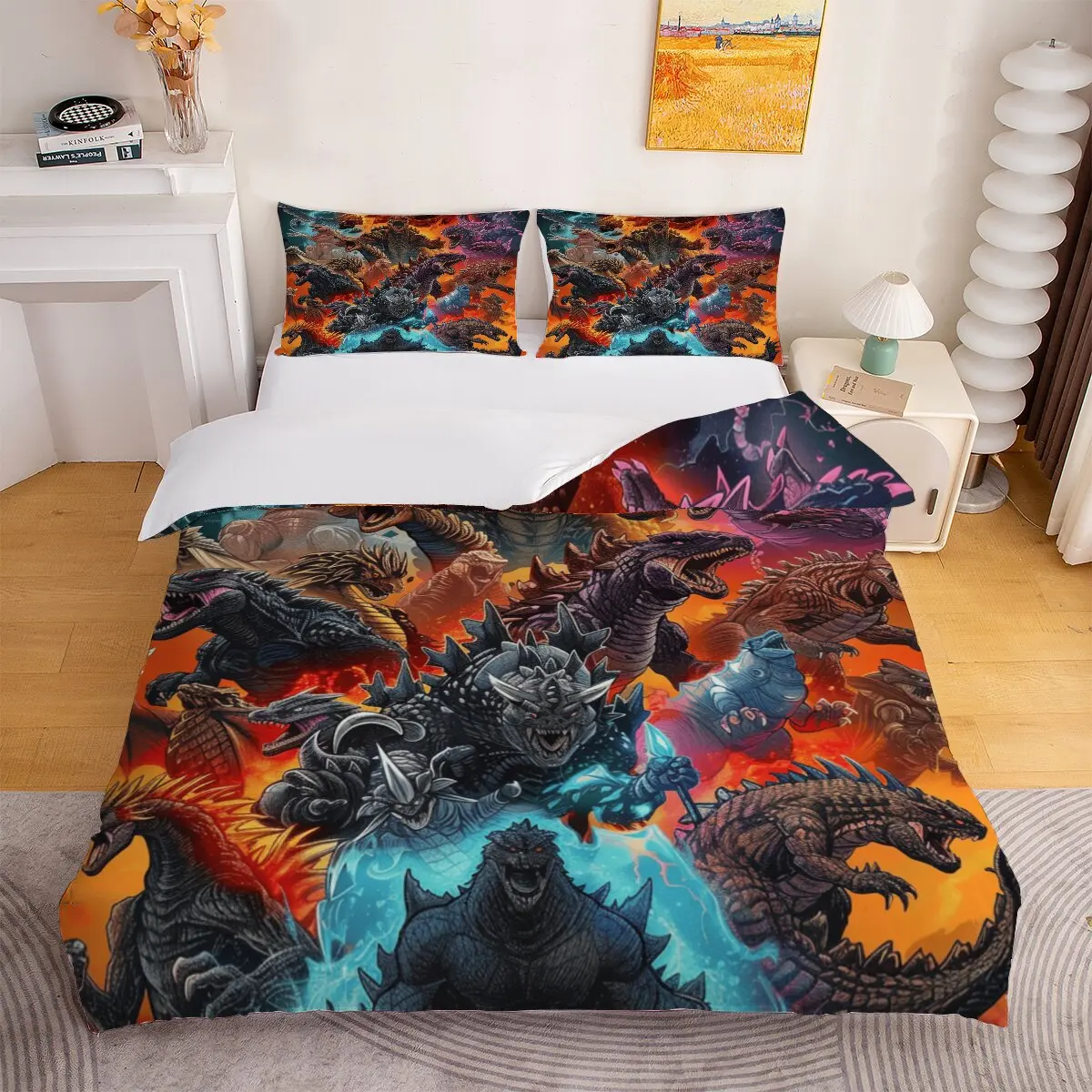 Godzilla Down juego de edredón talla grande Alliance 1 funda nórdica, 2 fundas de almohada, 3 piezas