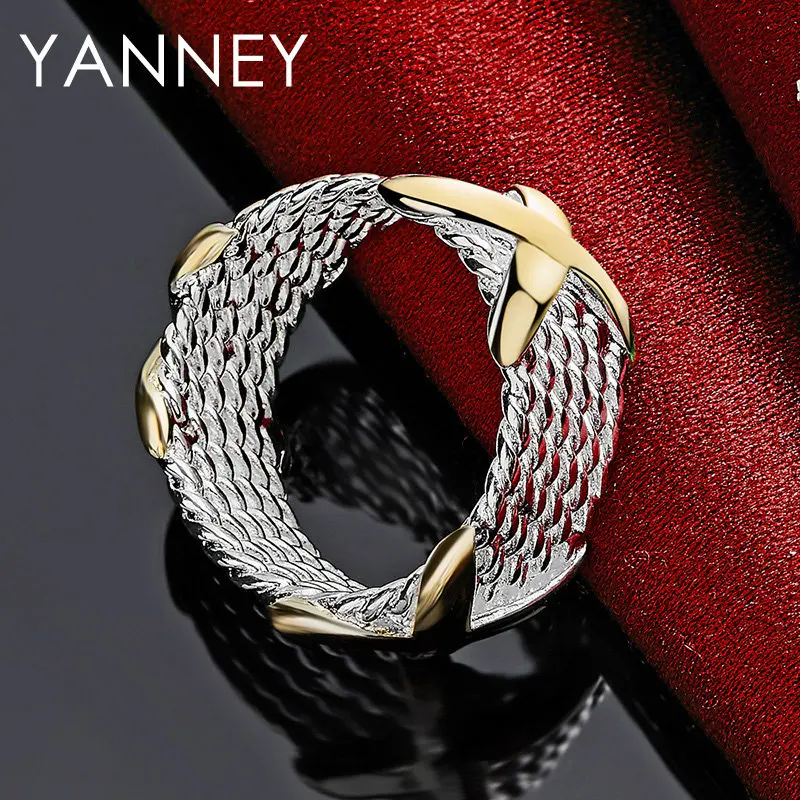 Women's 925 Sterling Silver 5/6/7/8/9/10# Fine Braided Cross Ring For Fashion Party Jewelry Engagement Wedding Accessories