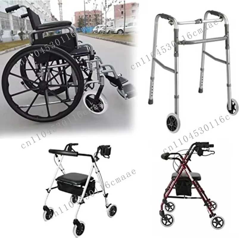 6'' Wheelchair Front Wheels 150mm Rollator Walker Anti-Slip Replacement Caster Rollers Wheel 6inch Solid Rubber Caster