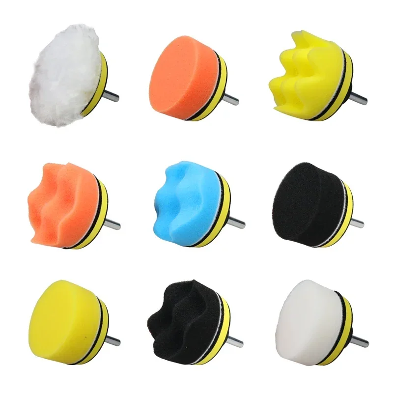 3inch Car Polishing Disc 11Pcs/Set Self-Adhesive Buffing Waxing Sponge Wool Wheel Polishing Pad For Car Polisher Drill Adapter