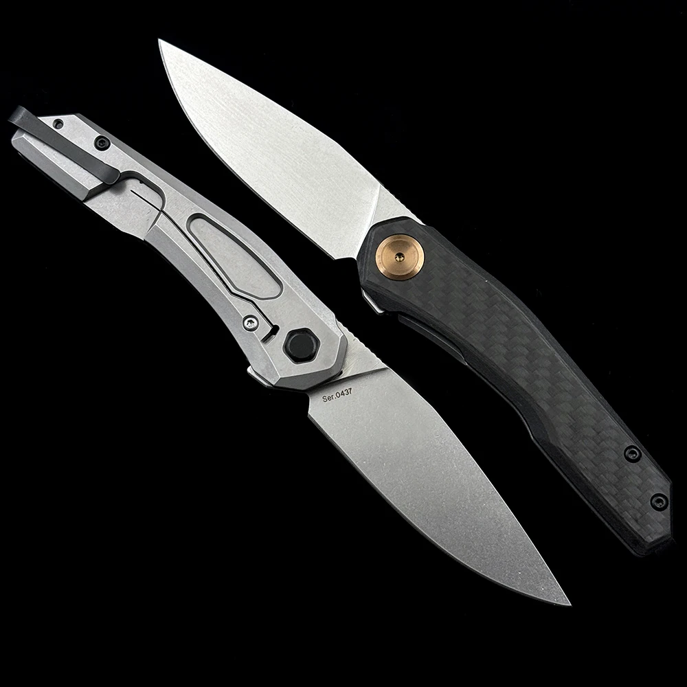 OK 0545 0545CF Flipper Knife CPM MagnaCut Blade, Carbon Fiber Handle Outdoor Camping Hunting Pocket EDC Tool Knife