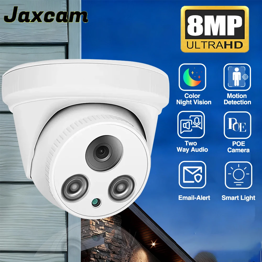 8mp-4k-poe-camera-ip-protection-de-securite-a-domicile-audio-bidirectionnel-dome-anti-vandalisme-couleur-vision-nocturne-30m-camera-de-surveillance