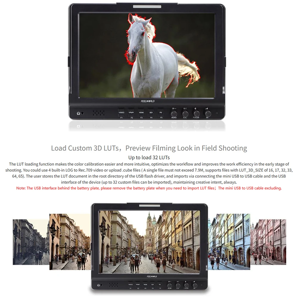 FEELWORLD FW1018SPV1 10.1 Inch Full HD Field Monitor 1920x1200 IPS Camera Monitor with 3D-LUT,Waveform,Histogram,False Colors - view 3