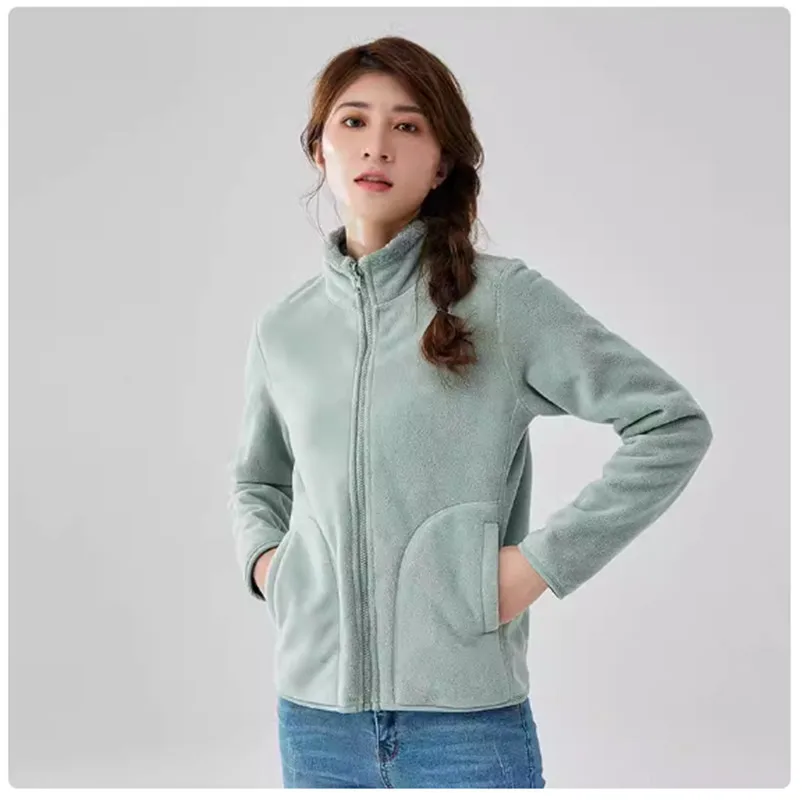 

New Women'S Autumn Winter Thick Double-Sided Outdoor Warm Coat Fashion And Versatile Casual Stand Up Collar Polar Fleece Jacket