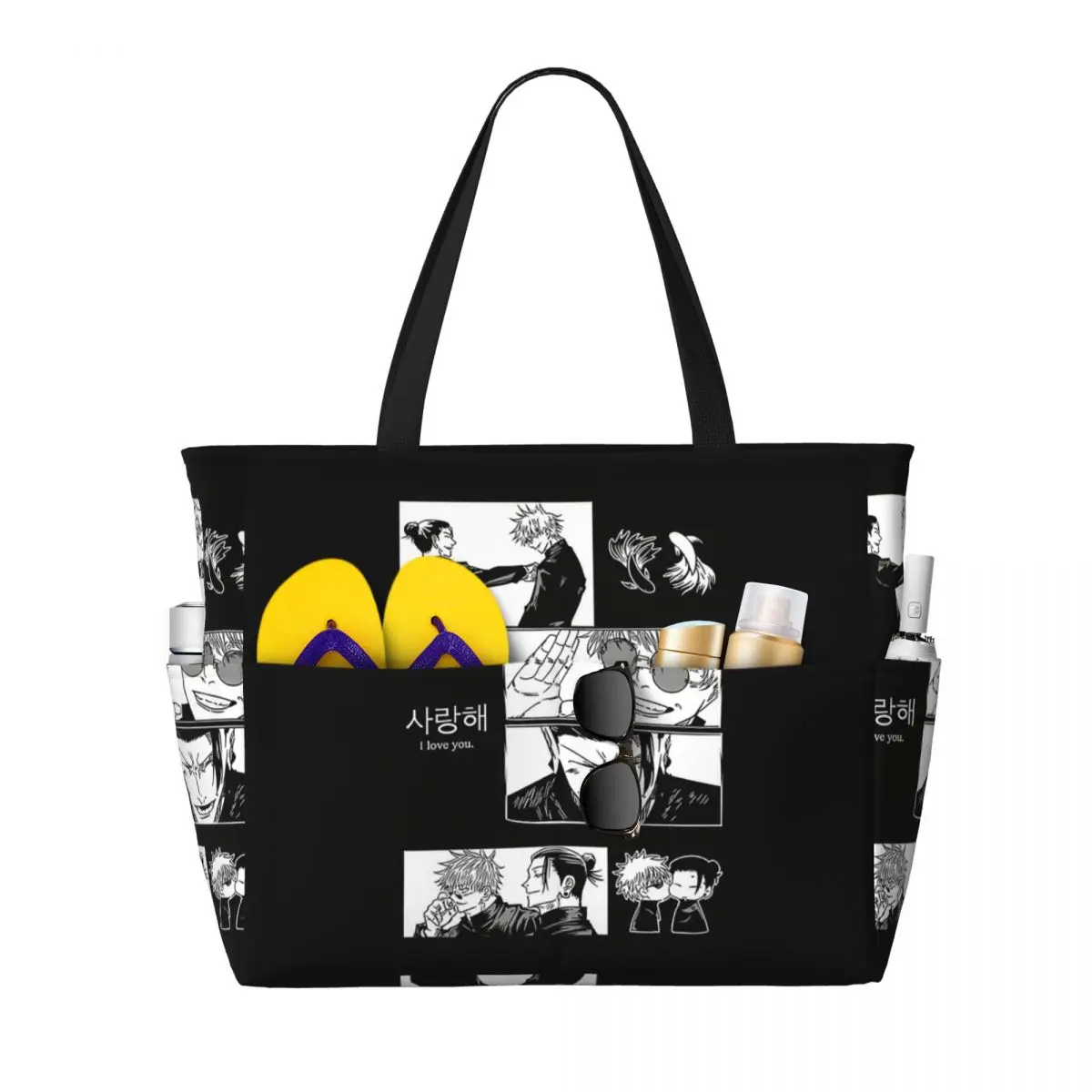 JJK Anime Gojo Satoru Jujutsu Kaisen Beach Tote Bag Sport Gym Yoga Duffle Large Tote Bag Women Travel Bag Fitness bag