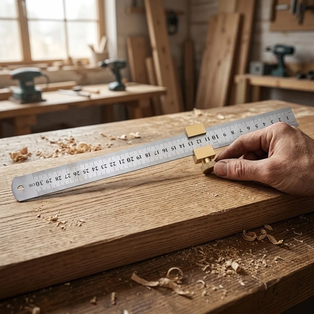 For DIY Projects Brass Angle Scriber Carpenter Scriber Workshop Adjustable Positioning Easy To Use For Steel Ruler