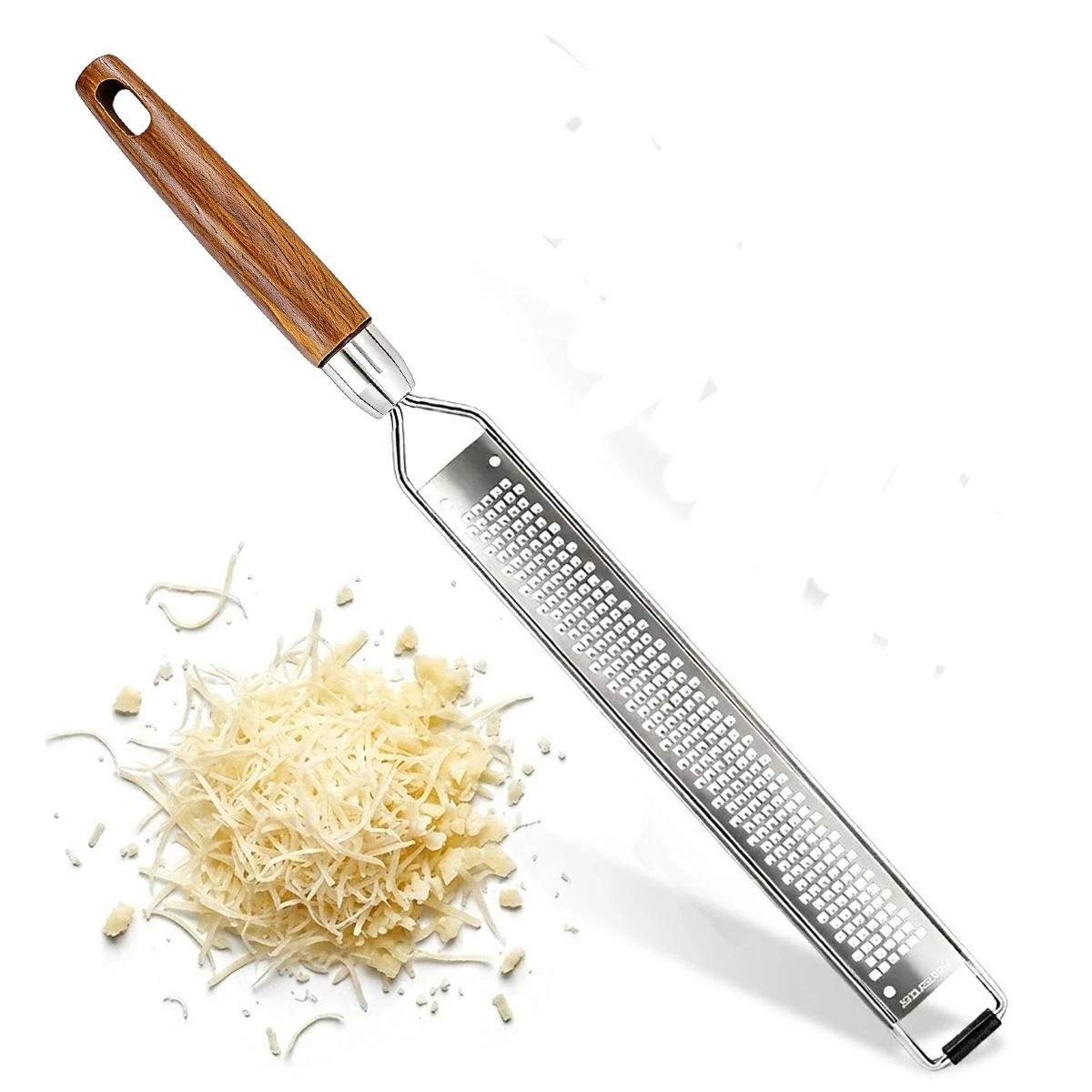 Ralador de queijo Leeseph com cabo de madeira, ralador de vegetais de aço inoxidável, triturador de alimentos de cozinha multiuso para manteiga de chocolate