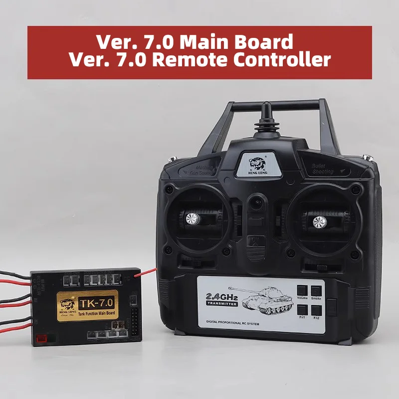 HENG LONG Tank Accessory 2.4GHz 7.0 Remote Controls 7.0 Transmitter Main Board Receiver with M1A2/T90/Tiger 1/Leopard 2 Sound
