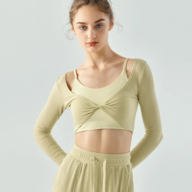 

Cross Twisted Long Sleeved Yoga Gown Hood For Women, Lightweight And Short, Loose And Slim Fit, Solid Color Shawl Cardigan