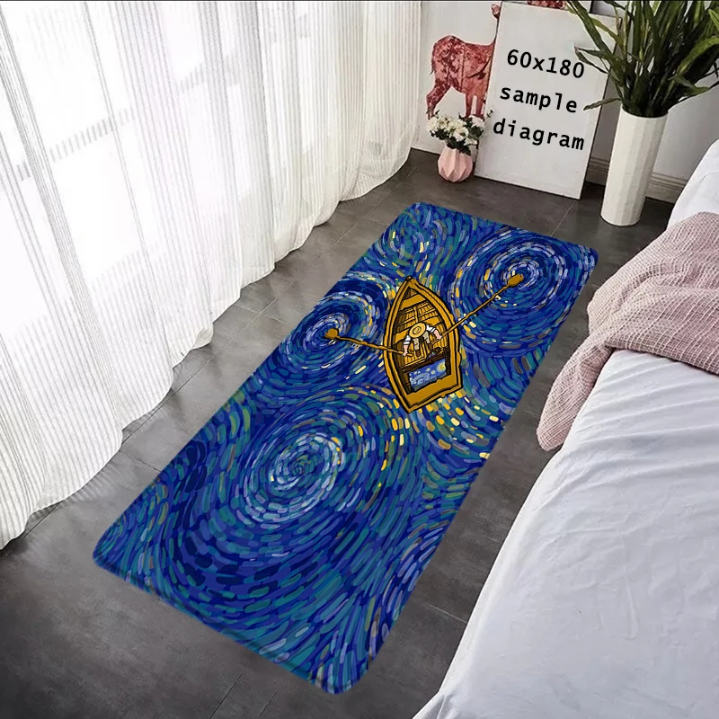 Fluffy Doormat Bedsdie carpet Van Gogh Illustration Living Room Rugs Foot Carpets Bathroom Rug Floor Mats Non-slip Hallway Mat