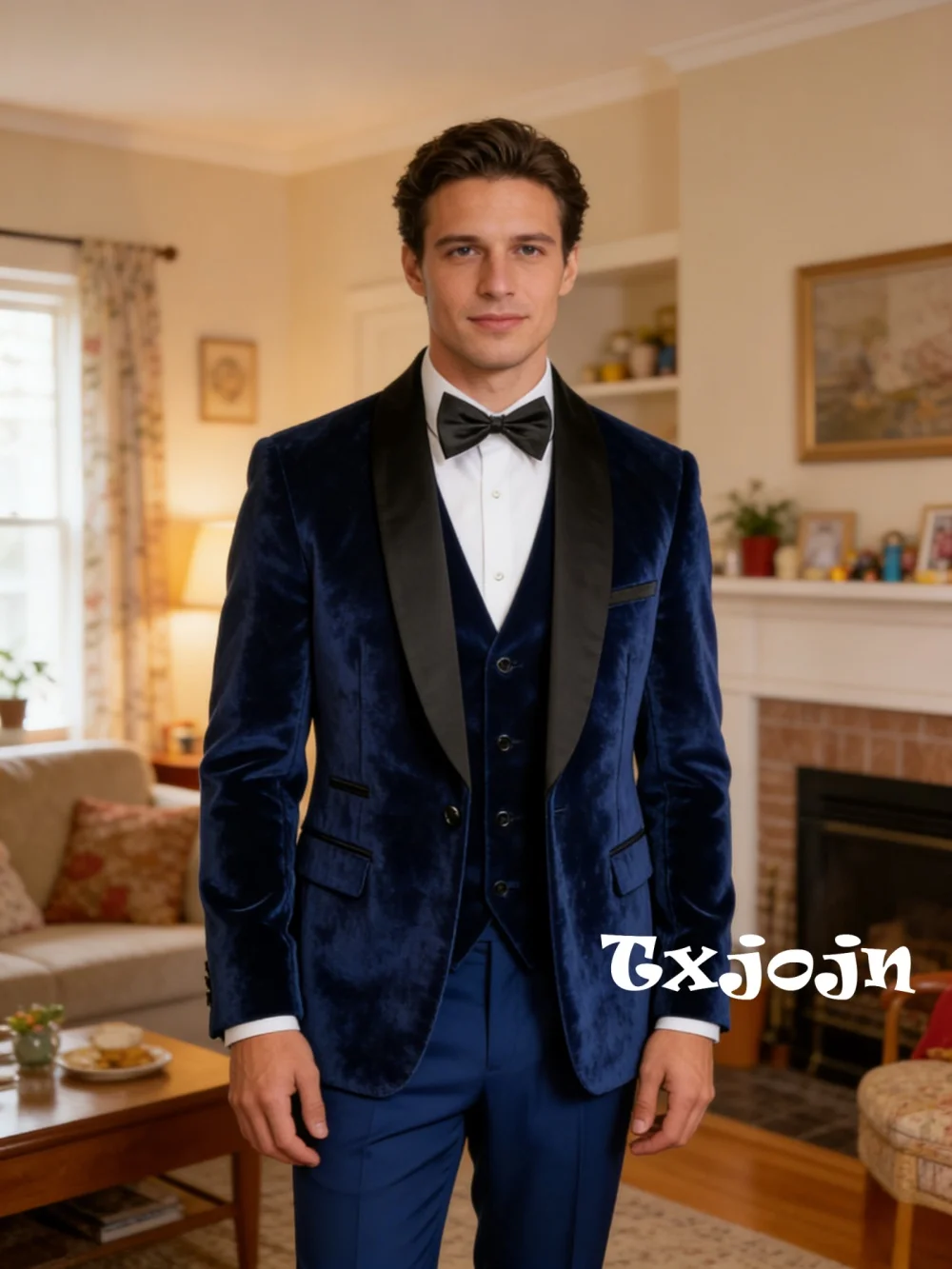 

Blue Velvet Suit Set 3 Pieces For Men Business Party Outfit Slim Fit Man Suits Wedding Groom Sets New Handsome Classy Tuxedo
