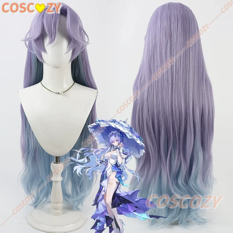 วูเธอริง เวฟส์ เกม คันทาเรลลา คอสเพลย์วิกผมสาวสีม่วงสีฟ้ายาวตรงผมหยิกผมสังเคราะห์ทนความร้อน